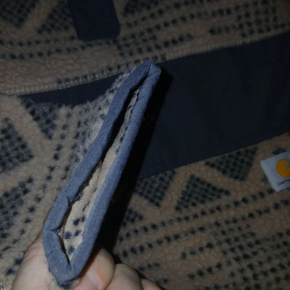 Carhartt Womens Relaxed Fit Tan + Gray Geometric Fleece Pullover XL - Picture 12 of 14